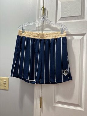 Baseball Lifestyle 101 Jackson Olson Navy Pinstripe Signature Shorts NWT